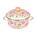 Rose Decal Enamel Pot / Enamel cazuela / Enamel Cookware, cocina de flores ollas y sartenes